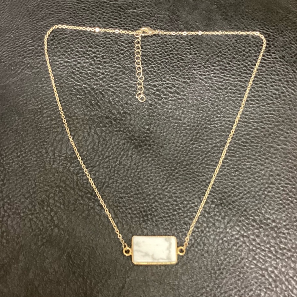 Gold Necklace With Marble Pendant